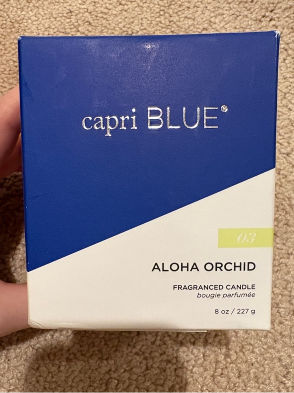 capri BLUE Aloha Orchid Candle - glass jar - BNIB - 8 oz